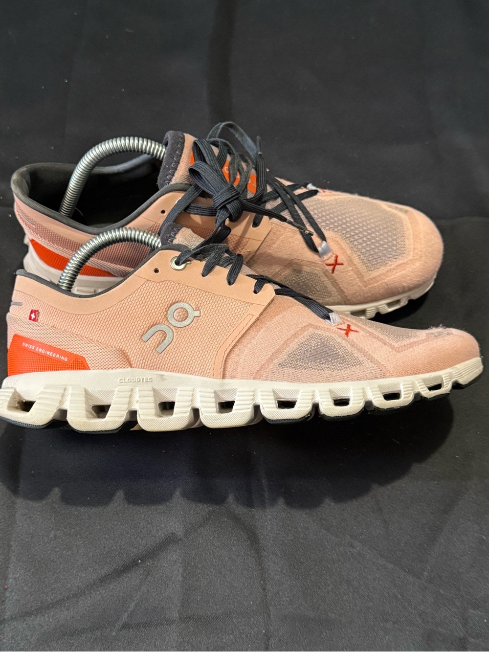 On clouds Running Women’s Pink Athletic Running Shoes with Orange Accent - Picture 2 of 12